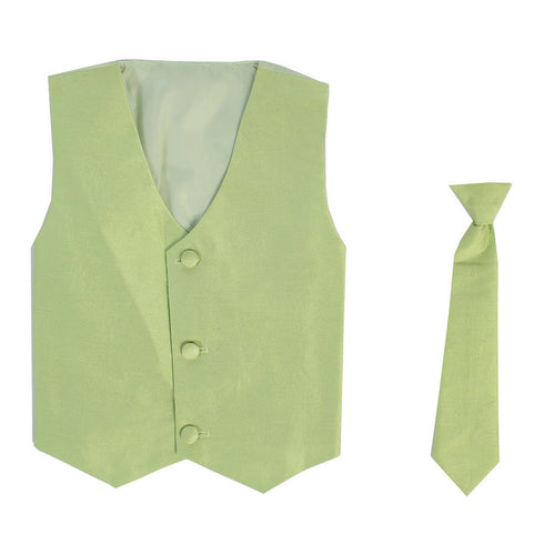 Lito Little Boys Apple Green Poly Silk Vest Necktie Special Occasion Set 2T-7 - SophiasStyle.com